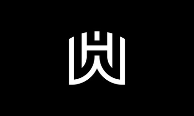 W and H outline initial logo - obrazy, fototapety, plakaty