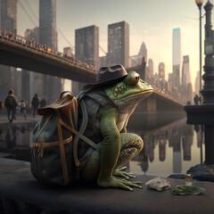 Fototapeta na wymiar frog in city