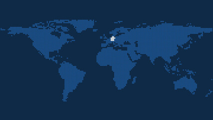 Fototapeta na wymiar Germany Lands Highlighted on Dark Blue Pixel World Map