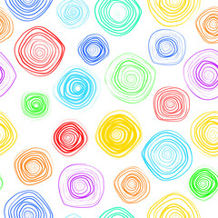 Rainbow spiral geometric seamless pattern. Vector