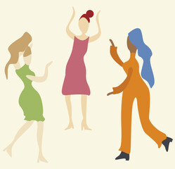 Three women having a talk illustration