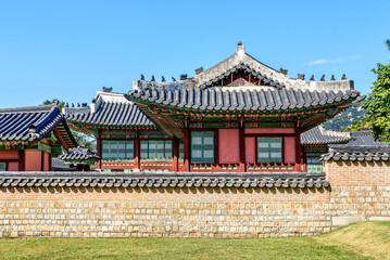 Ancient buildings in the Gyeongbokgung palace in Seoul, Republic of Korea
