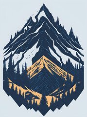 Mountainscape poster. AI generated illustration
