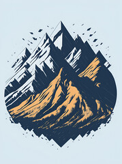 Mountainscape poster. AI generated illustration