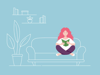 girl on the couch reading a book