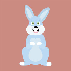Smiling rabbit cartoon character. Illustration lovely Bunny for kids apparel, card