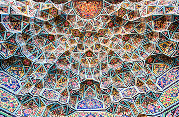 Tile mosaics in the mosque in the Isfahan, Iran