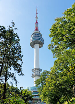 SEOUL, KOREA-SEPTEMBER 27, 2017:The YTN Seoul Tower known as the Namsan Tower or Seoul Tower, communication and observation tower, 236 meter high, it is the second highest point in Seoul, Korea.