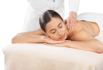 Beautiful young woman relaxing with hand massage at beauty spa