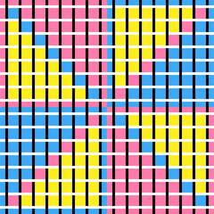 A Vector seamless pattern of colored abstract geometric shapes and grid