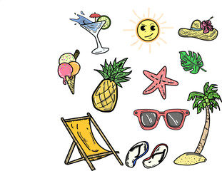 Summer beach vacation vector set collaction 
