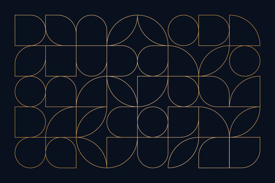 Geometric line pattern. Abstract gold simple shapes, luxury art deco background for print poster cover design. Vector art