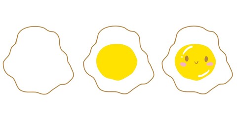 fried eggs on a white background