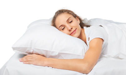 Young blonde woman sleeping in bed