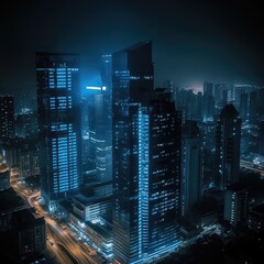 Walls of high-rise apartment buildings. Modern urban living districts. AI generated