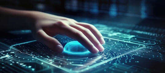 Fingerprint scanning, biometric authentication, cyber security and fingerprint password, future technology and cybernetic. AI generated