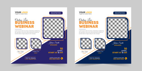 Editable business webinar conference square social media post and digital marketing promotion advertising banner design template
