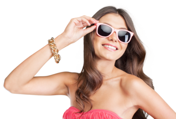Beautiful woman in  swimsuit isolated on white background