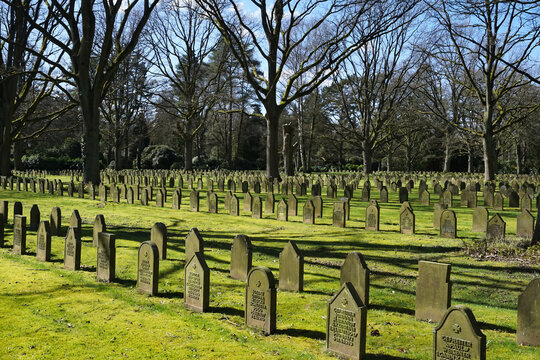 German Soldier Graves From World War I At Ohlsdorf Cemetery In Hamburg, Germany