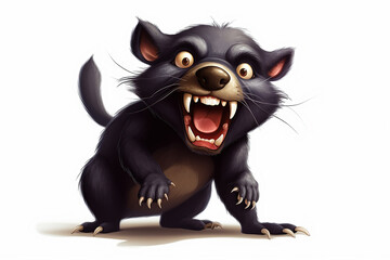 An amusing cartoon drawing of an angry Tasmanian devil  Generative AI.