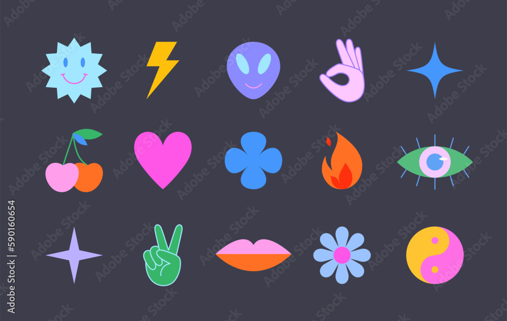 Canvas Prints vector set of colorful fun patches,stickers,geometric shapes in 90s style.abstract icons or symbols 