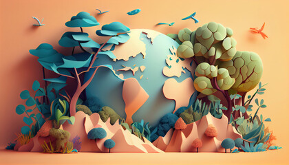 Obraz na płótnie Canvas World environment day creative idea illustration. Generative AI.