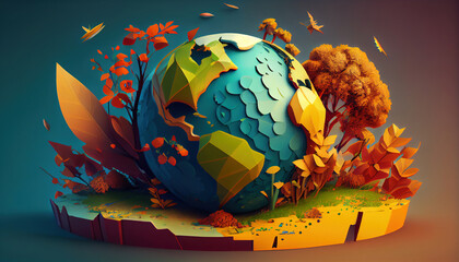 World environment day creative idea illustration. Generative AI.