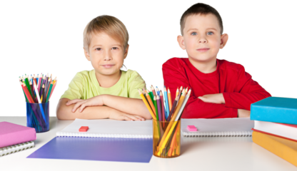 Two School Children in a Class