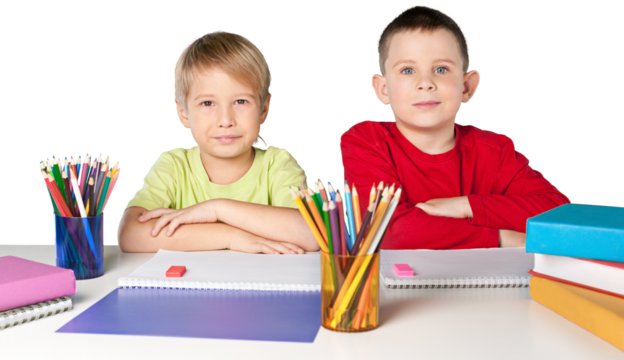 Two School Children in a Class