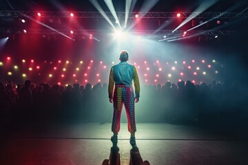 Fototapeta na wymiar Fictional clown on stage under spotlights made with generative AI