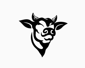 elegant head cow bull head art logo template illustration inspiration