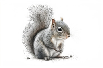 Obraz premium Gray squirrel sitting isolated on a white background Generative AI