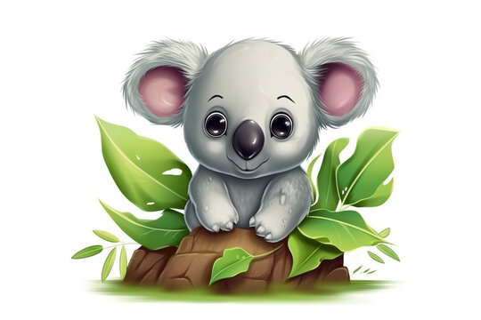 Baby koala bear cartoon character  Generative AI