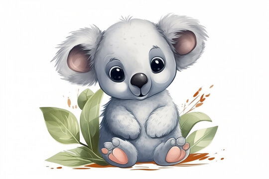 Cute baby koala bear cartoon character Generative AI