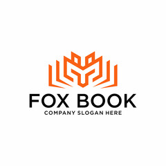 fox logo collaboration with books, template, simple.