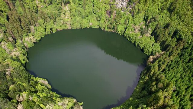 The peaceful Lagoa Do Congro is located at the end of an easy hike in the island of Sao Miguel in the Azores, Portugal