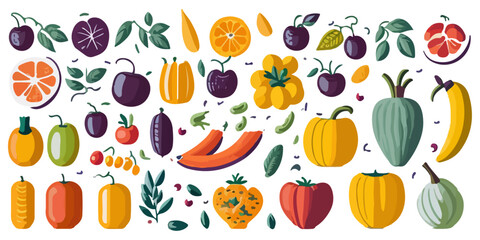 Tropical Fruit Icons Clipart Collection