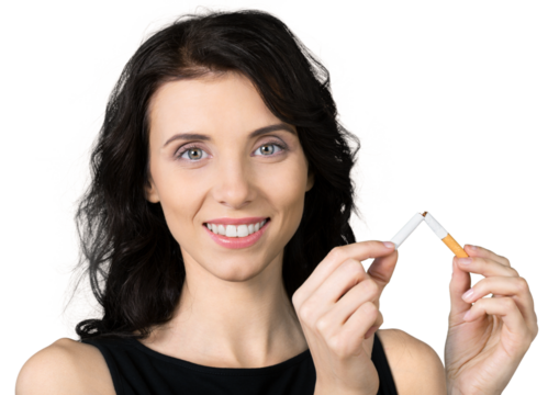 Woman Breaking a Cigarette