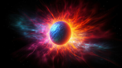 Obraz na płótnie Canvas fireworks in the night, neutron star exploding with a vibrant colors, generative ai