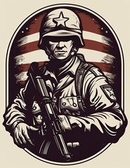 Fototapeta na wymiar American Soldier, Graphic Design, Logo, T Shirt, Resource. Generative AI