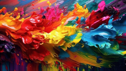 abstract background with splashes, colorful paint doses, generative ai