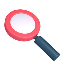 3D Magnifying Glass for School and Education Concept. Object on a transparent background