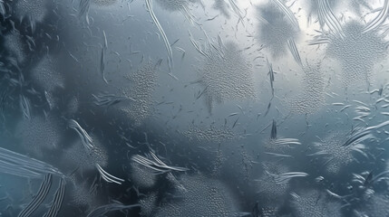 Beautiful frosted glass texture, glass winwow in winter, generative ai