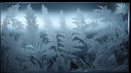Fototapeta na wymiar Beautiful frosted glass texture, glass winwow in winter, generative ai