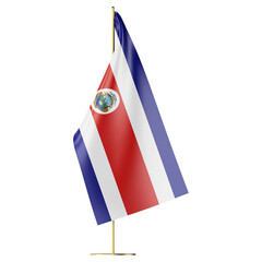 3d flag of Costa Rica on stand transparent background PNG