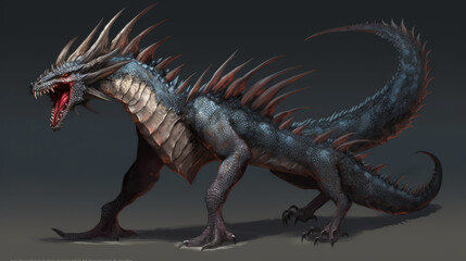 Creature concept art dragon in full body design, generative ai