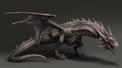 Fototapeta premium Creature concept art dragon in full body design, generative ai