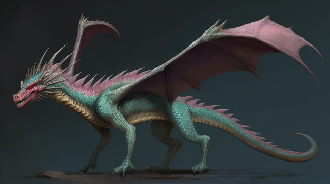 Creature concept art dragon in full body design, generative ai