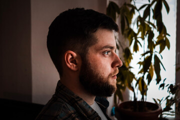 man looking in to distance