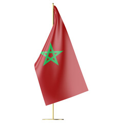 3d flag of Morocco on stand transparent background PNG